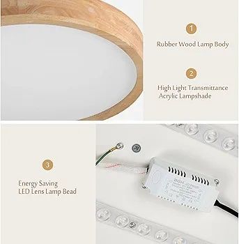 LED плафон за таван Ф50см дървена основа дистанционно