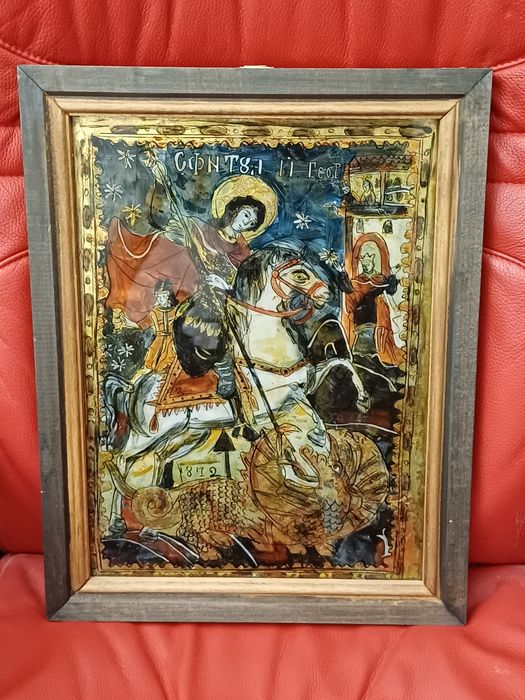 Icoana veche pe sticlă