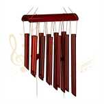 Clopotel de vant cu 12 tuburi din bambus decor Feng Shui maro 60x21 cm