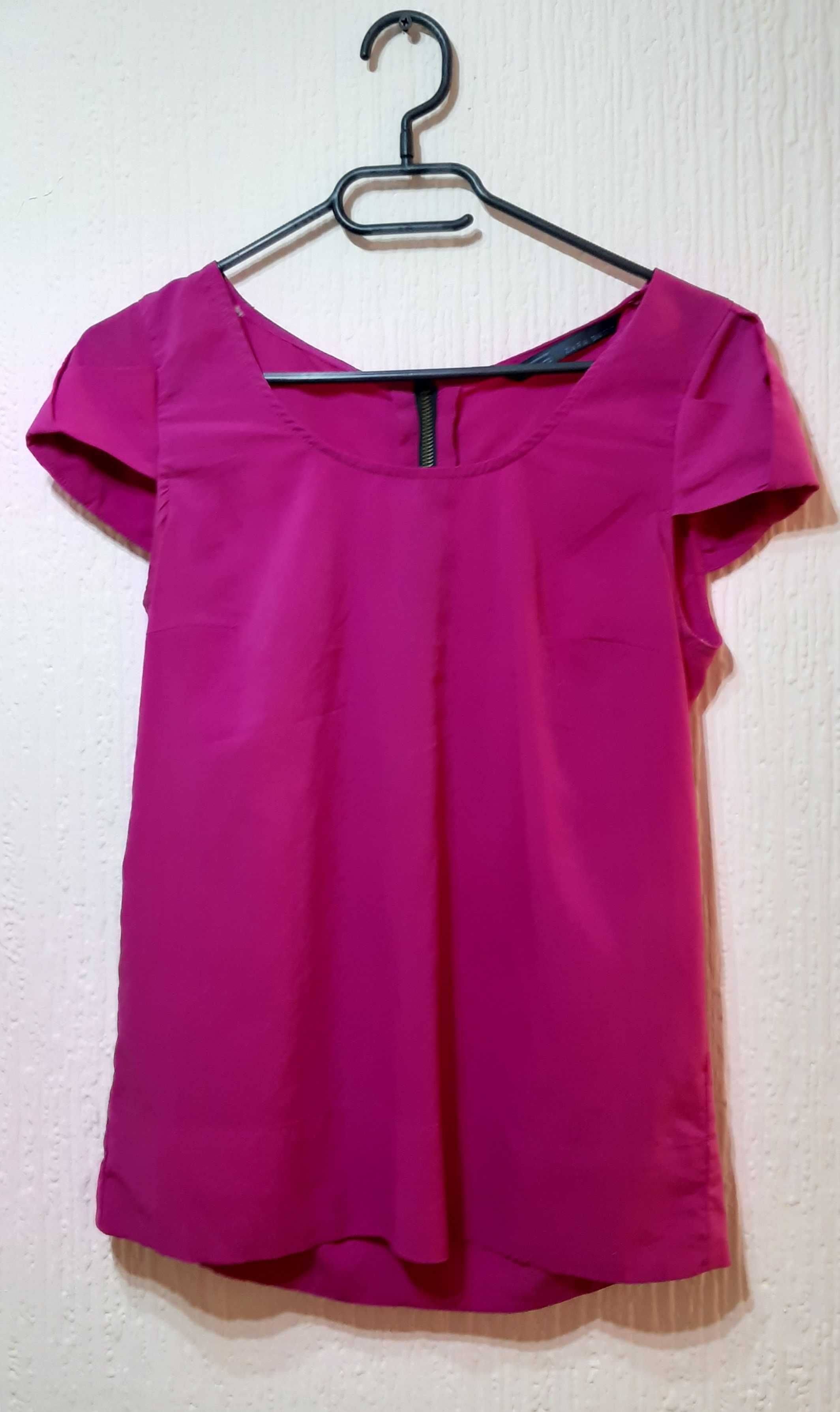 Тениска блузка Zara фуксия лилав