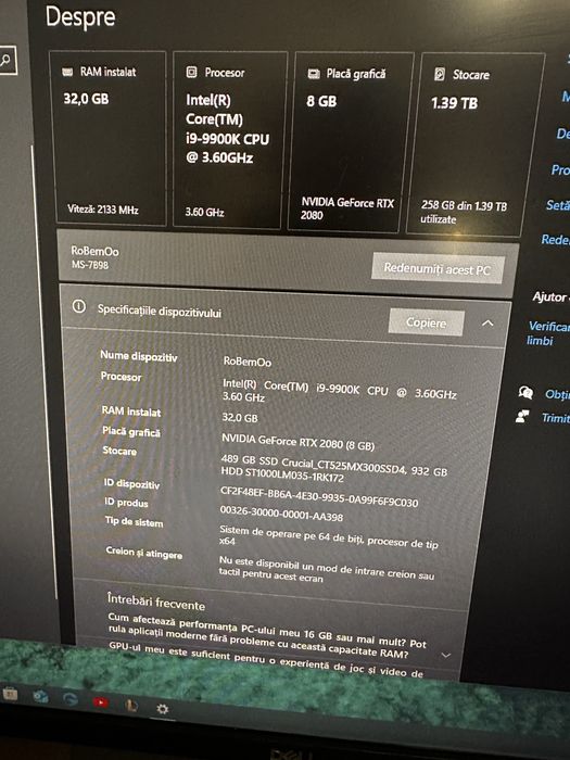 Pc gaiming i9 4000 lei
