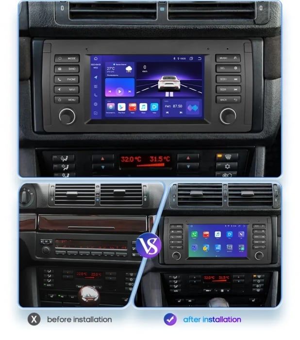 Navigatie Android BMW E39 / E53 Carplay Android Auto , Youtube