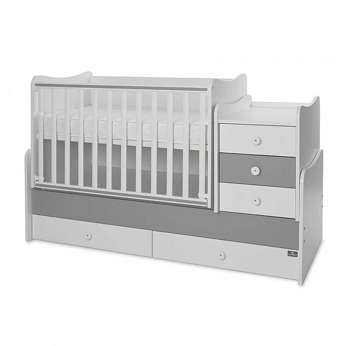Бебешко легло LORELLI Maxi Plus 70/160 Бяло/Stone Grey + Матрak