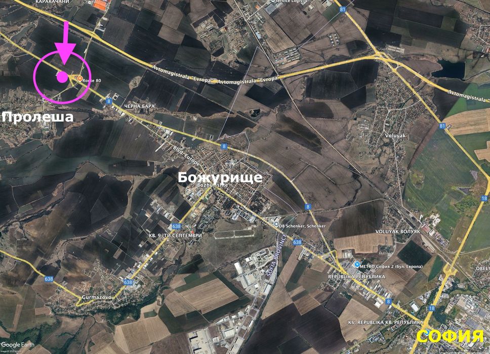 Голям евтин имот до София на бул. Европейски път Е80 до Божурище