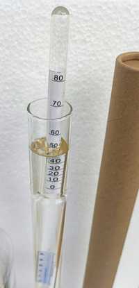 Спиртомер голям 36 см за ракия с колба термометър и таблица