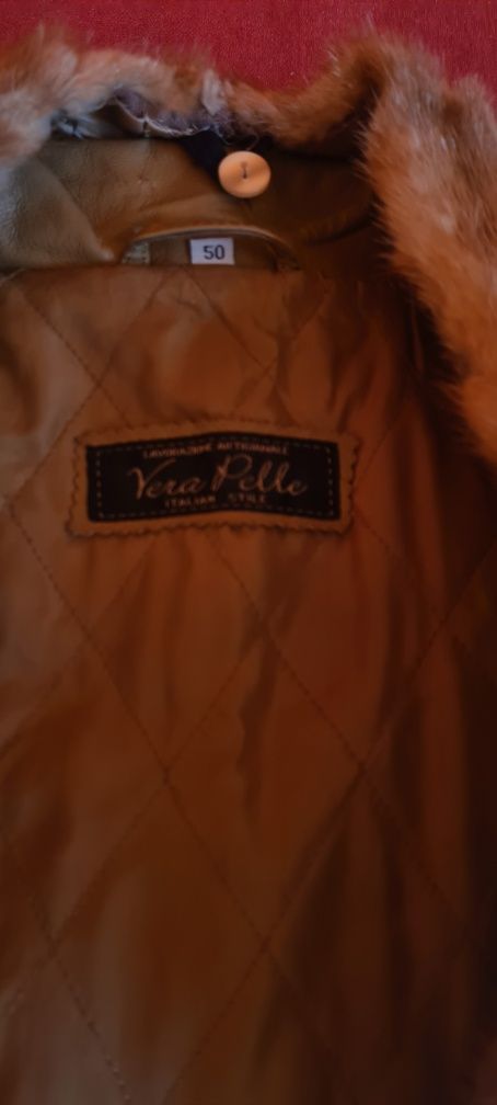 Дамско дълго палто,естествена кожа Vera Pelle