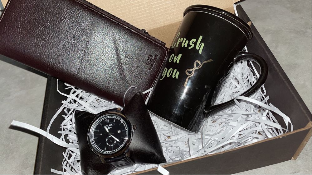 Подарочный боксы подарок мужчине родным набор подарков портмоне часы