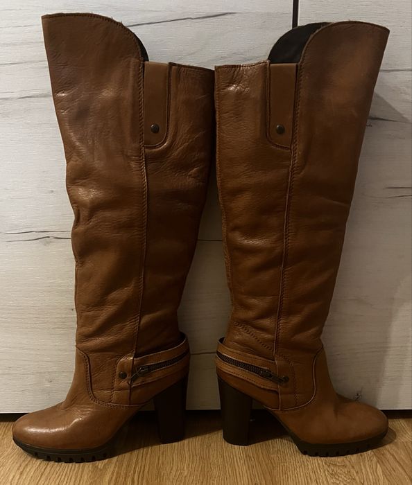 Cizme maro din piele