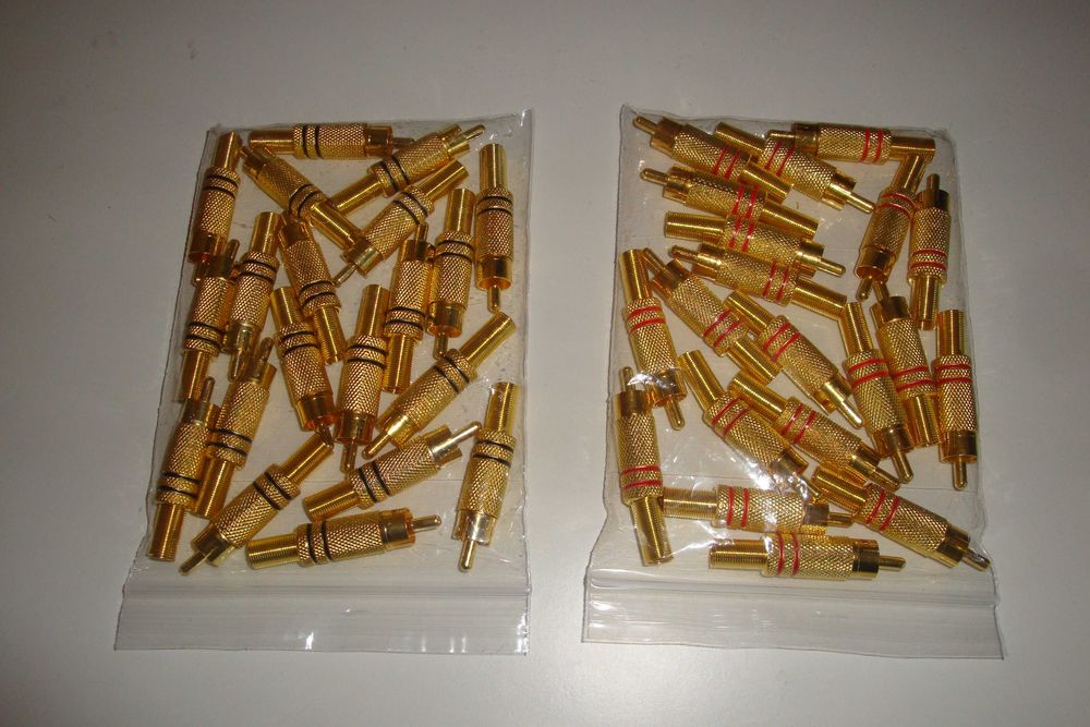 mufa RCA mufe metalice RCA aurii cu rosu si aurii cu negru gold mono