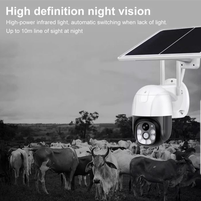 Camera PTZ de supraveghere WIFI V380 panou solar video cu SIM 4G IP66