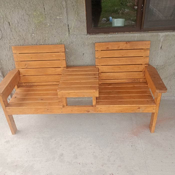 Banca rustica din brad lăcuită