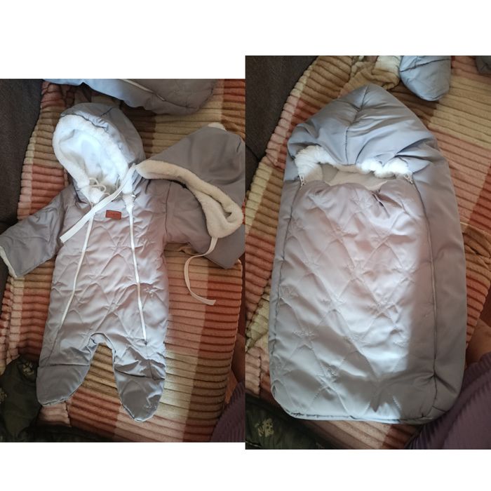 Продам зимний комбинезон с коконом для новорожденного малыша, до 3 мес