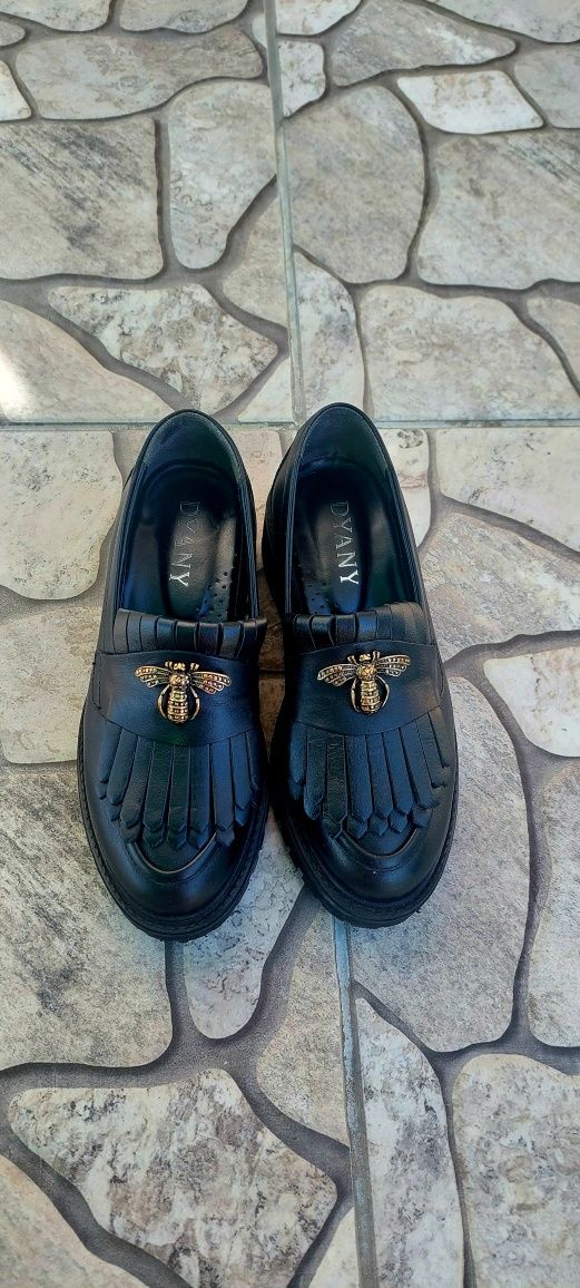 Pantofi Comozi Piele Naturala Dama Casual cu Accesoriu
