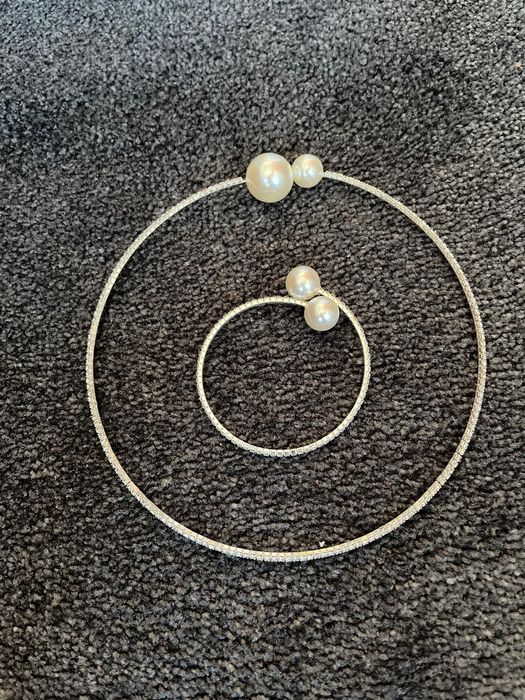 Vand set colier cu bratara cerc elegant argintiu