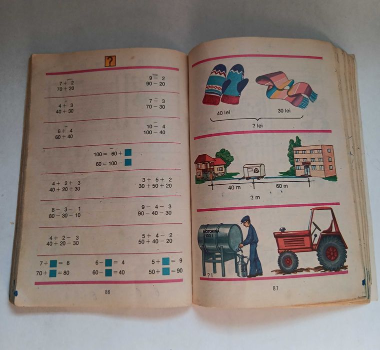 Manual vechi Matematica clasa I, vechi anii 80 Perioada comunista RSR