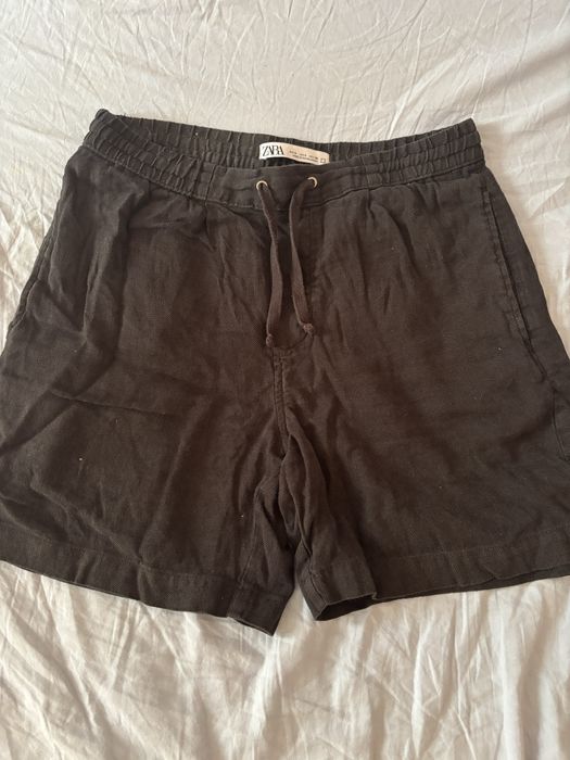 Черни ленени къси панталони Zara – S