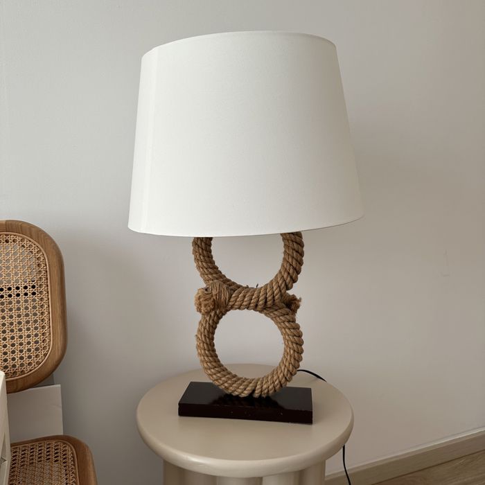 Veioza mare din sfoara si abajur textil