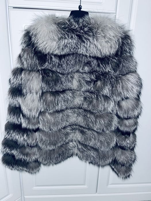 Haina blana naturala vulpe argintie