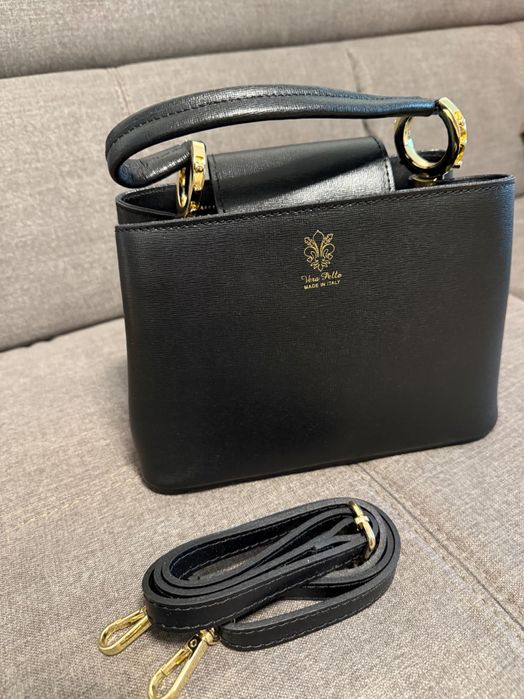 Черна чанта естествена кожа