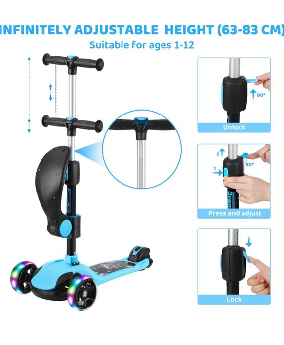 Trotineta 2 in 1 cu roti luminoase