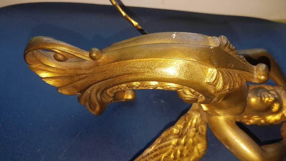 E378-I- Ornament SIRENA gen frontispiciu corabie bronz masiv aurit.