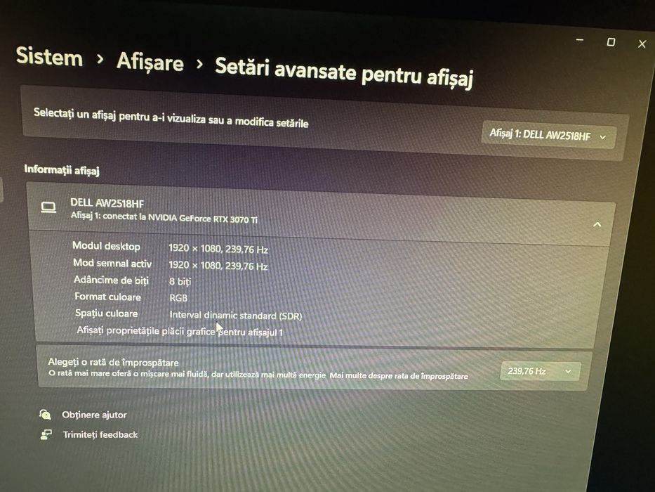 Monitor Alienware 240Hz AW2518HF