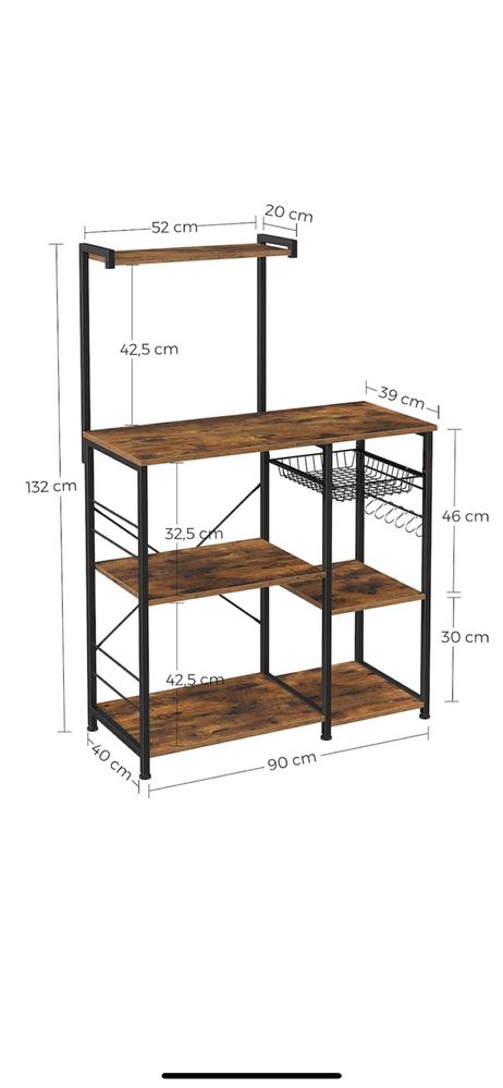 Etajera/raft lemn cu cadru metalic