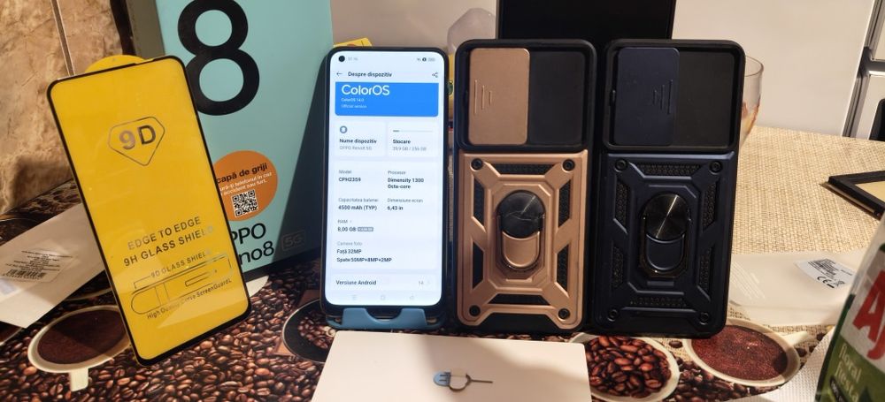 Oppo reno 8 5g la cutie ,2 huse si folie noua