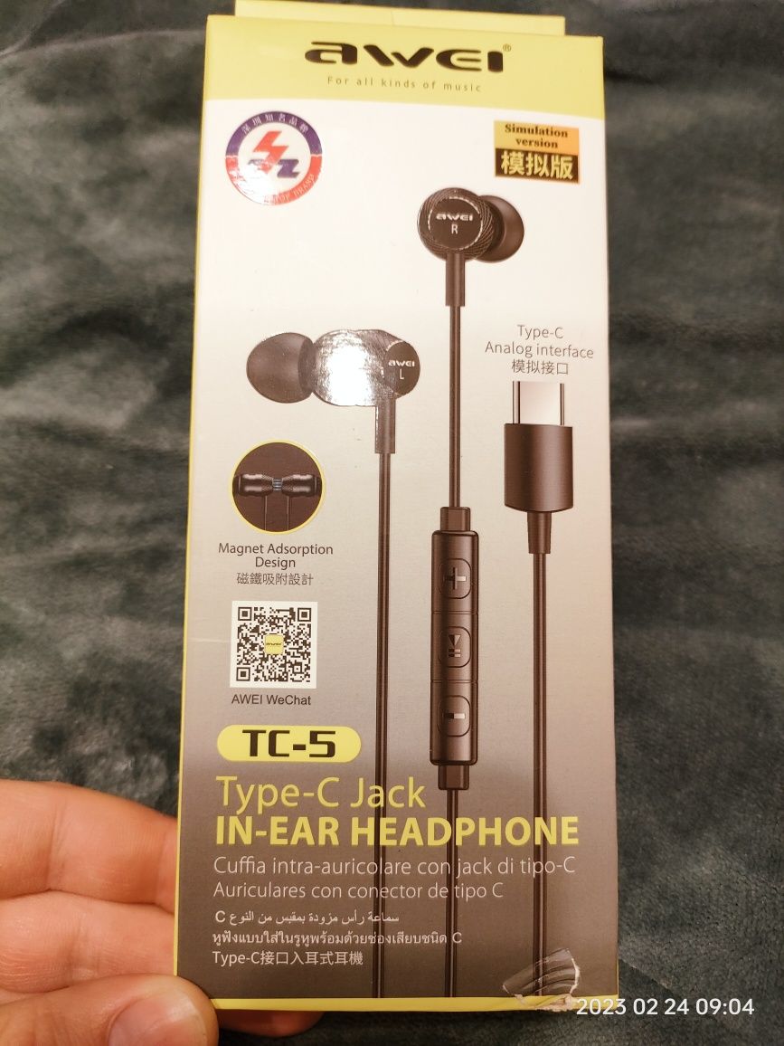 TWS Наушники Awei usb type-C