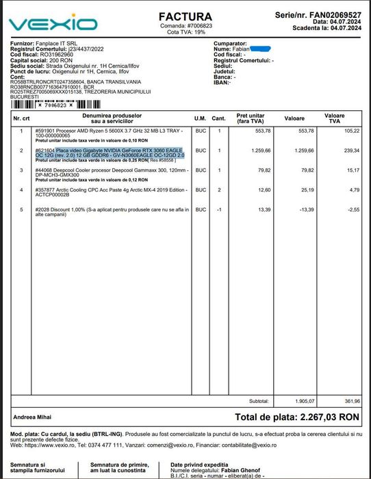 Placa video Gigabyte NVIDIA RTX 3060 OC 12G (rev 2.0) 12GB GDDR6