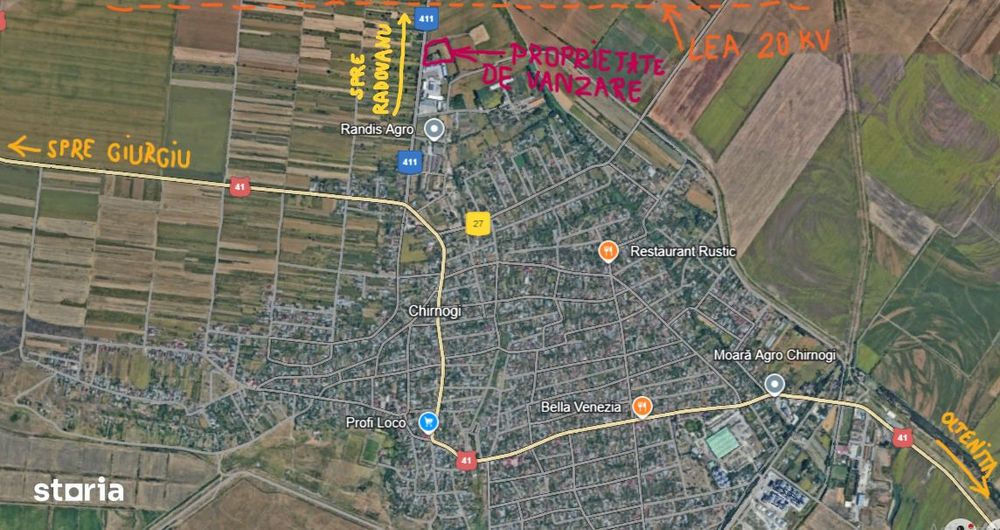 Teren intravilan 9970 mp, com. Chirnogi, jud. Calarasi