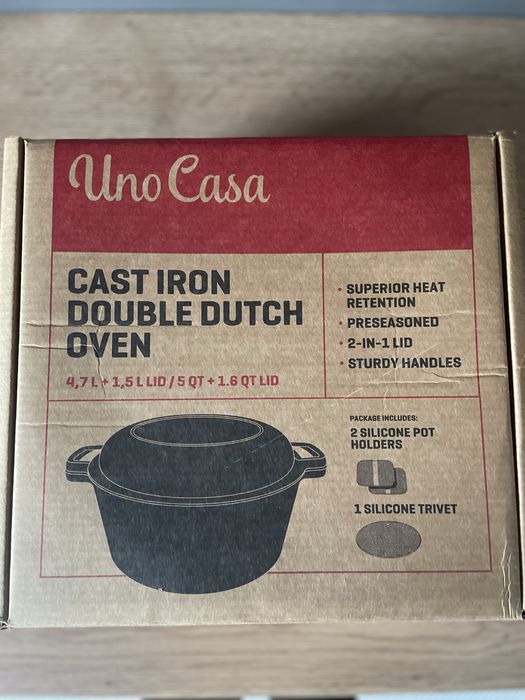 Oala din fonta cu capac 2in1