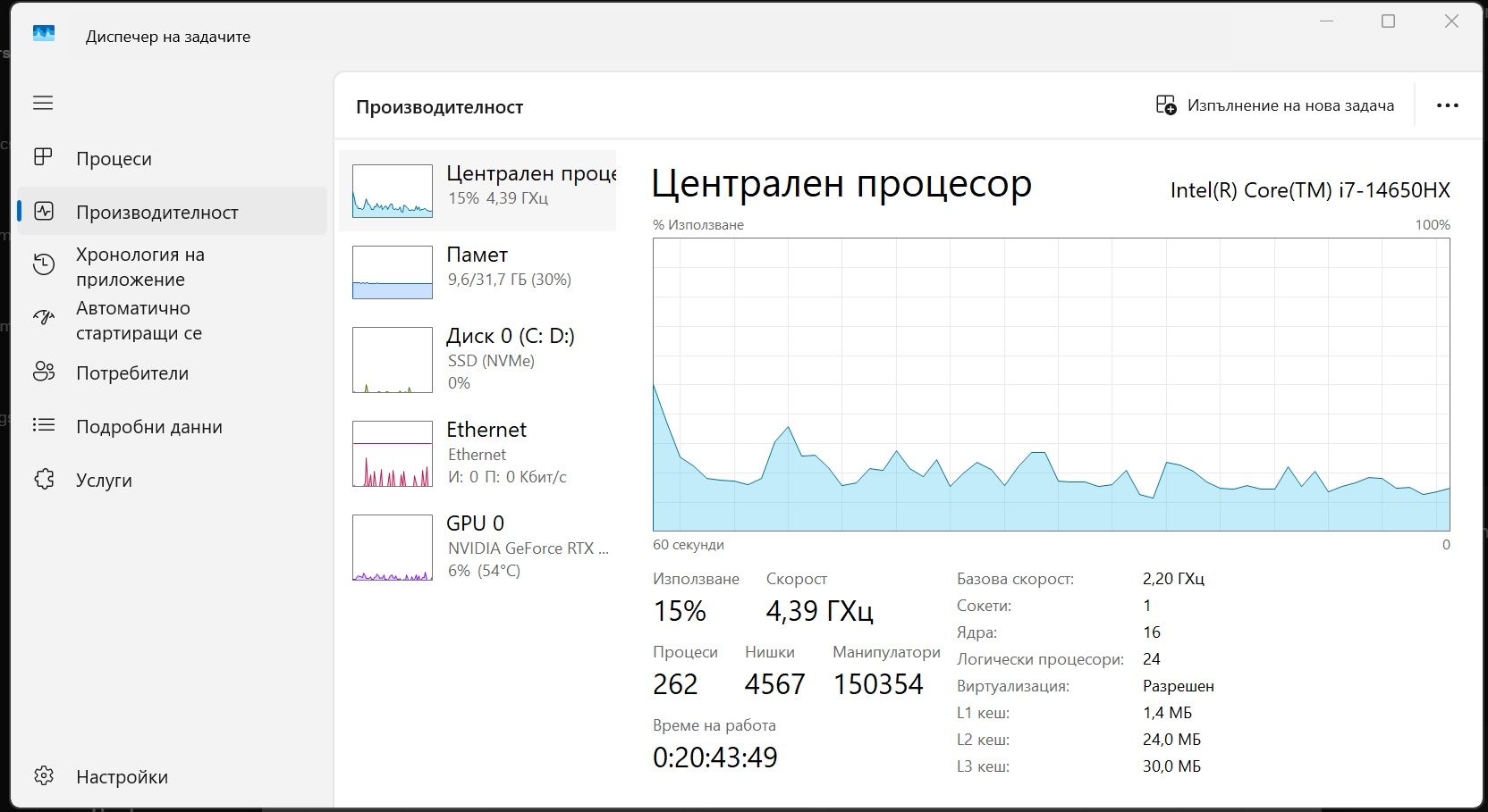 Чисто нов Acer Nitro v16/RTX 4060/i7-14650HX/32 ddr5 RAM + подарък