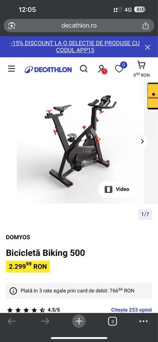 Bicicletă Profesionala Reglabila Fitness Biking 500 Domyos