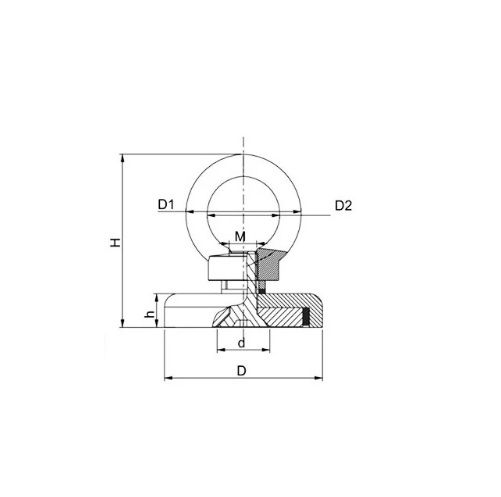 Magnet neodim oală D90 mm cârlig inelar Magnet fishing 320 Kg forta