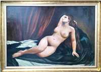 Luiza OPRIŞ-"Nud culcat", de mari dimensiuni, pictură veche (1962)