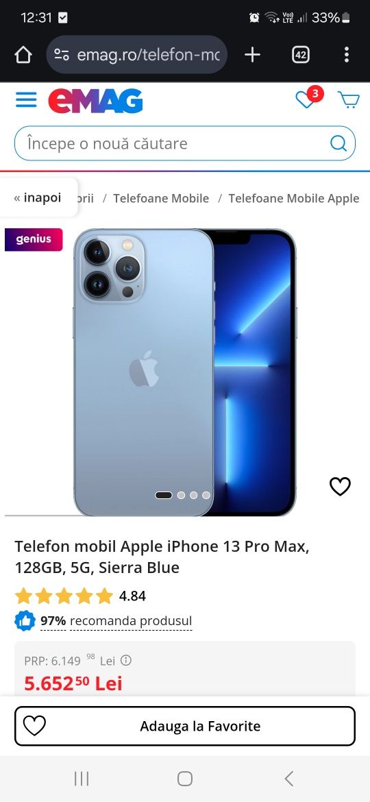 Vând Iphone 13 Pro Max Blue