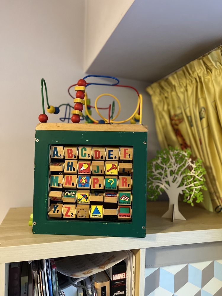 Centru activitati copii alfabet numerar puzzle masina lemn masiv