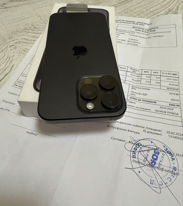 КАТО НОВ Iphone 15 Pro Max 256GB Black Гаранция ЗОРА ПОДАРЪЦИ