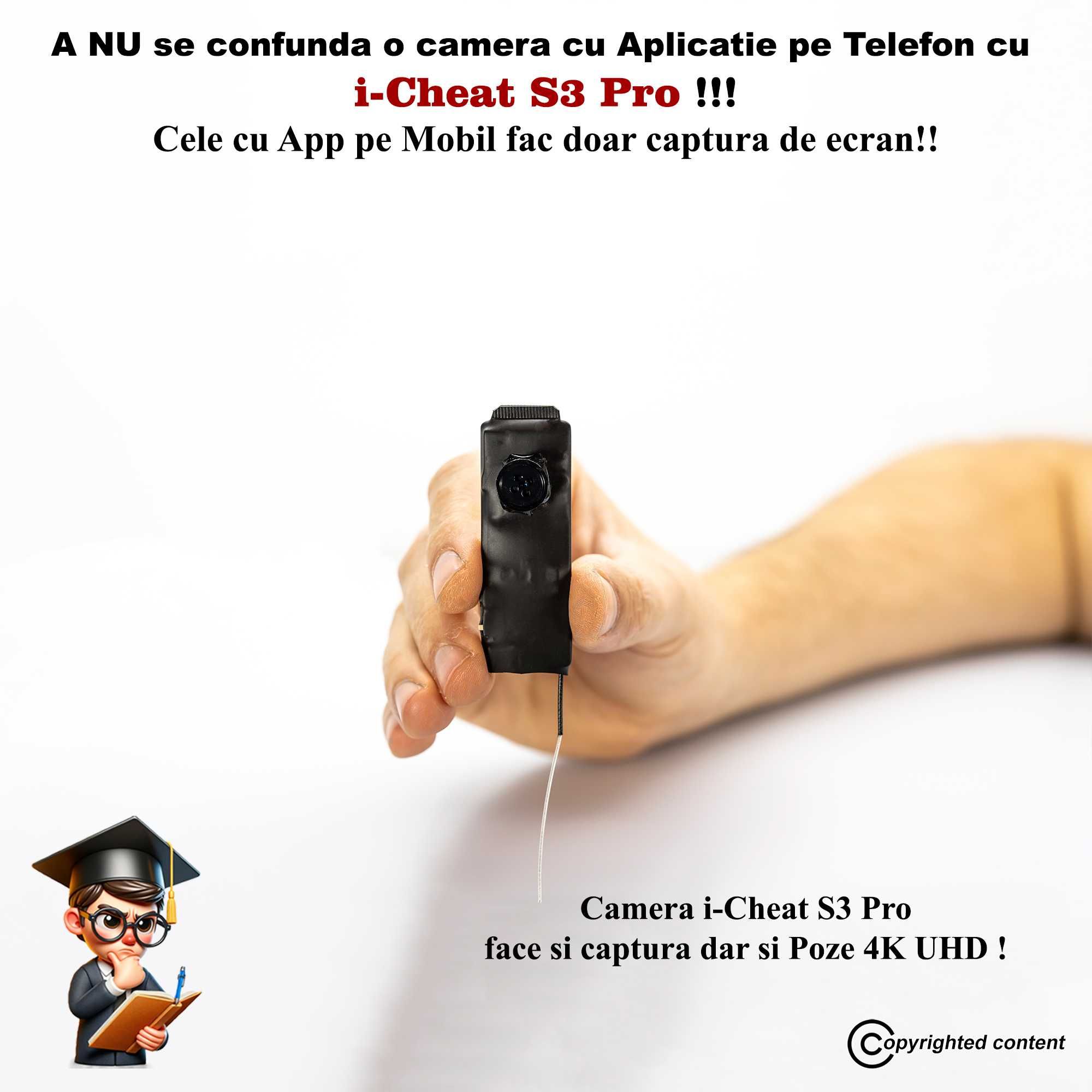 Casti de Copiat Casca de copiat cu Camera Video in Nasture i-Cheat S3
