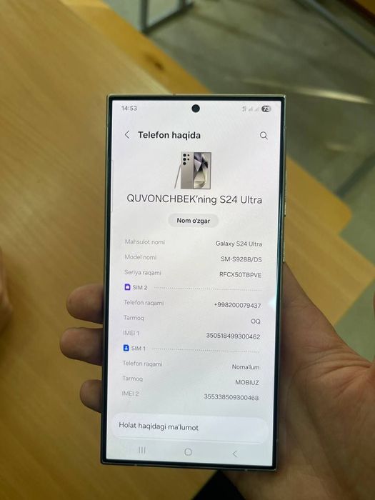 Samsung 2 ta sim + e.sim karopka