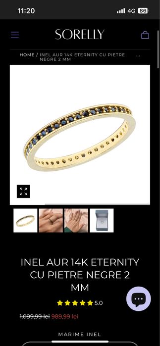 Inel aur 14k vu pietre