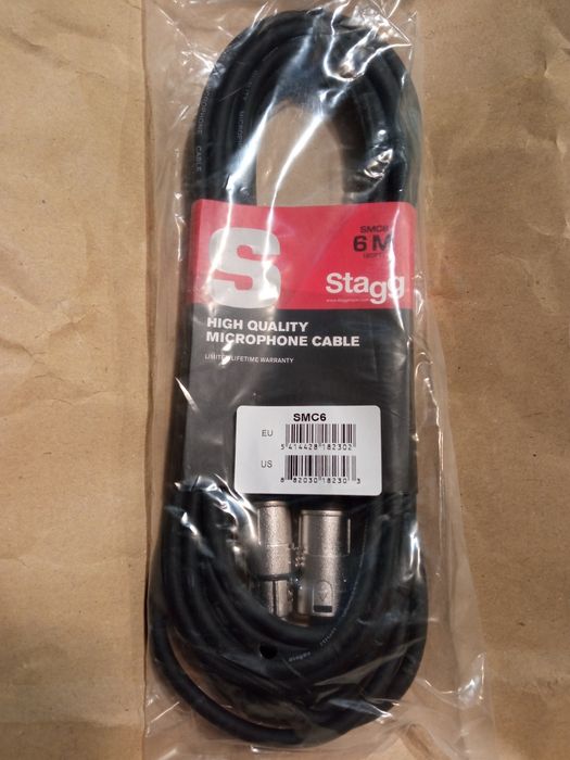 Cablu pentru microfon, Stagg, XLR, 6 m, Negru