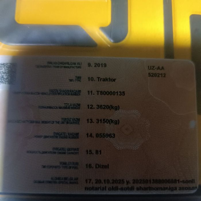 MTZ Belorus traktori sotiladi