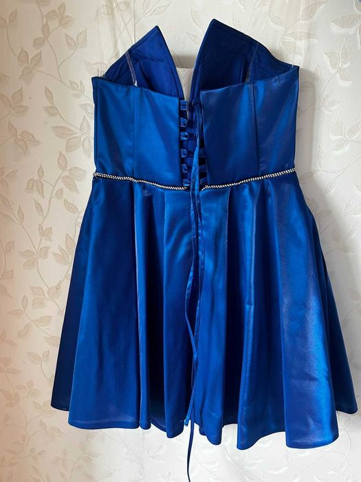 Къса,турско-синя официална рокля, подходяща и за бал