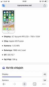 Iphone 7  ideal ishlashi chotki
