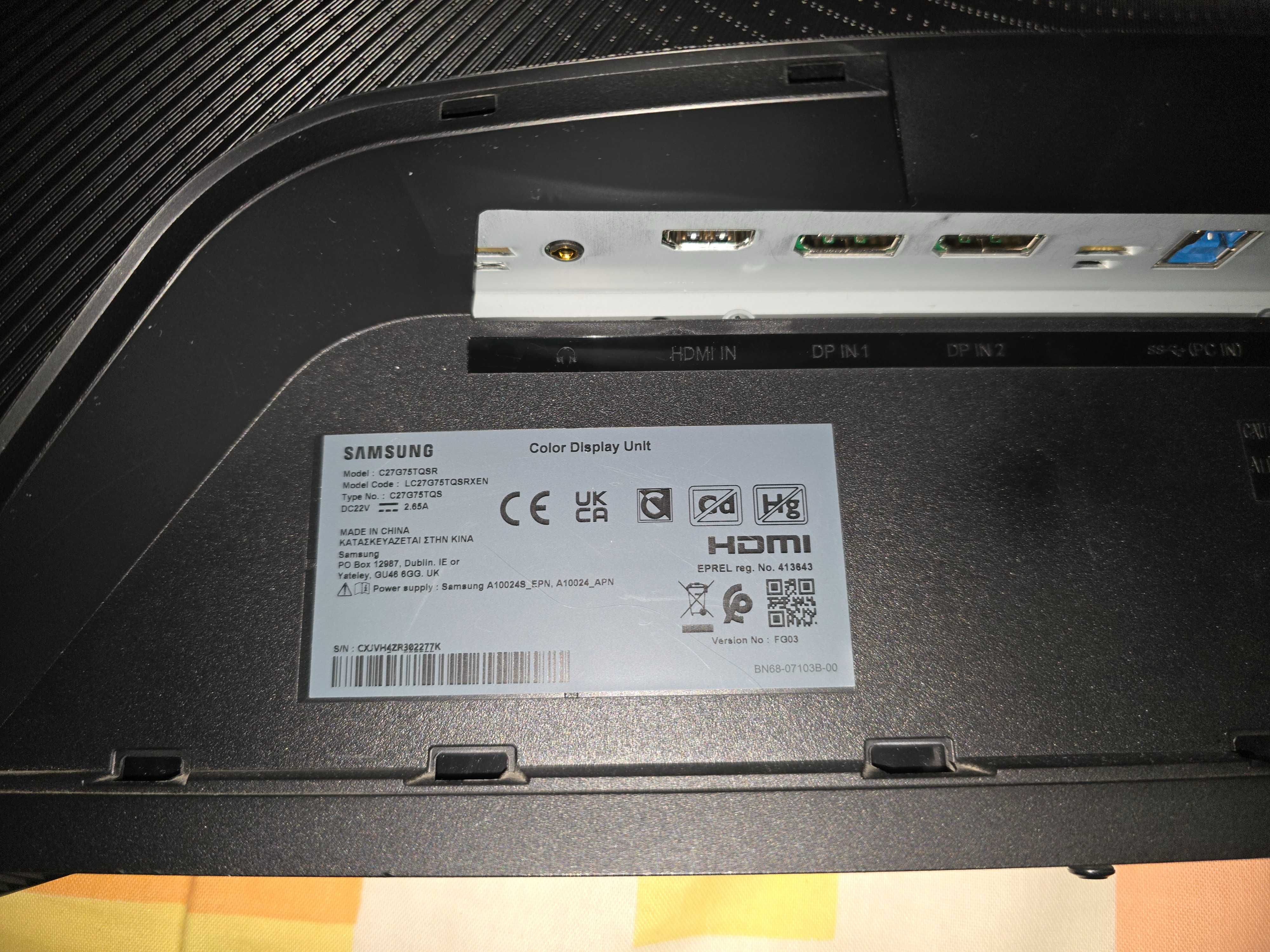 Продавам монитор Samsung Odyssey G7 27", VA панел, 240Hz, 1440p