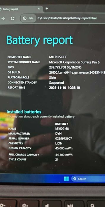 Microsoft Surface Pro 6 / i5 8th /8GB Ram / 256 SSD