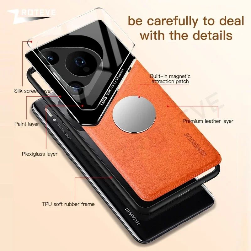Huawei Pura 70 / 70 Pro / 70 Ultra / GENEROUS Кожен кейс гръб с магнит