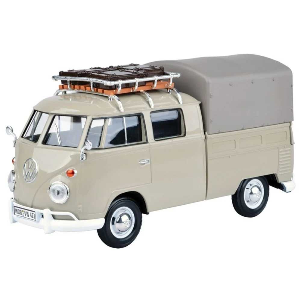 Метална количка кола Volkswagen 1:24 VW T1 Ван с покрито ремарке